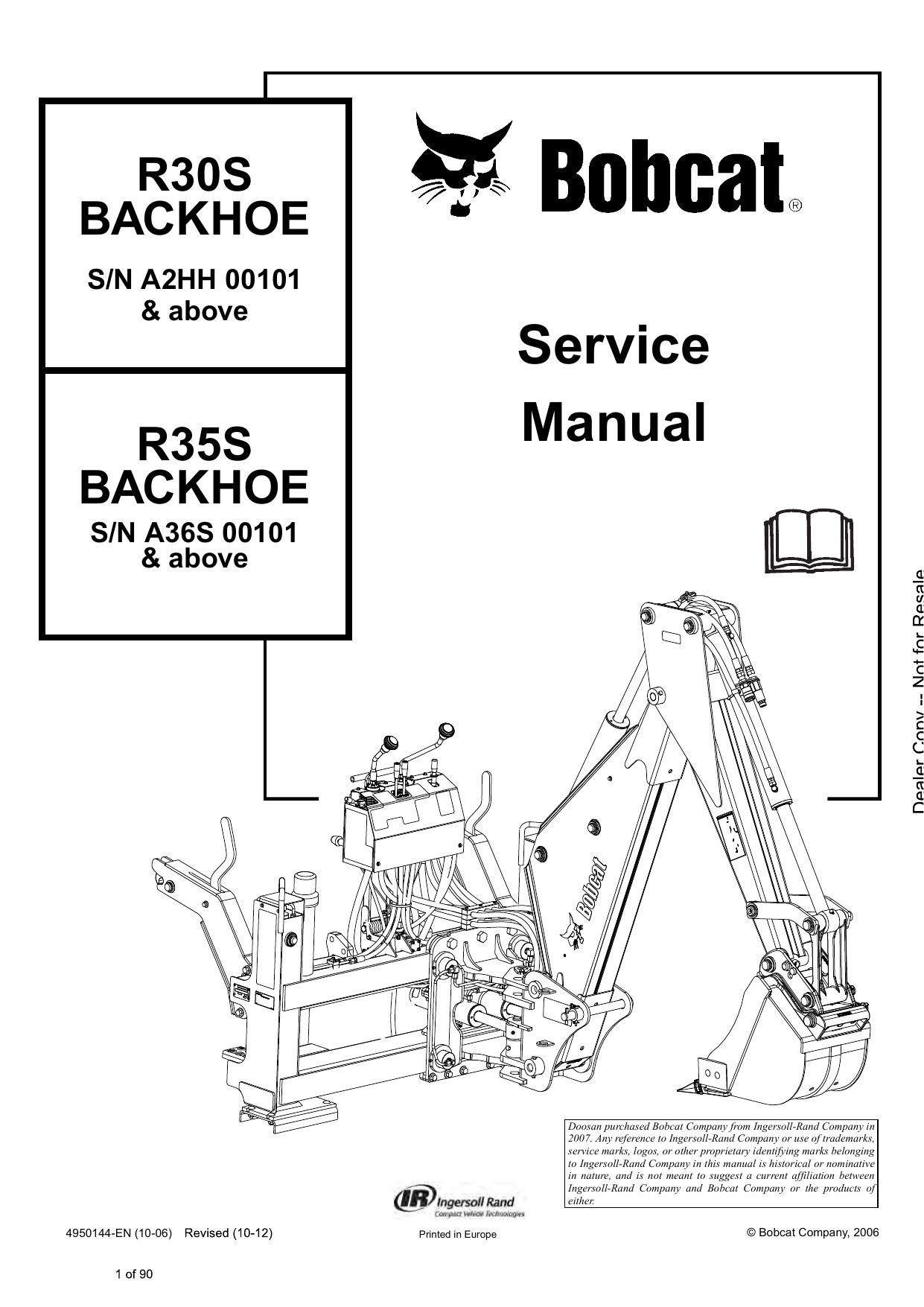 R30S R35S Backhoe Service Manual Bobcat